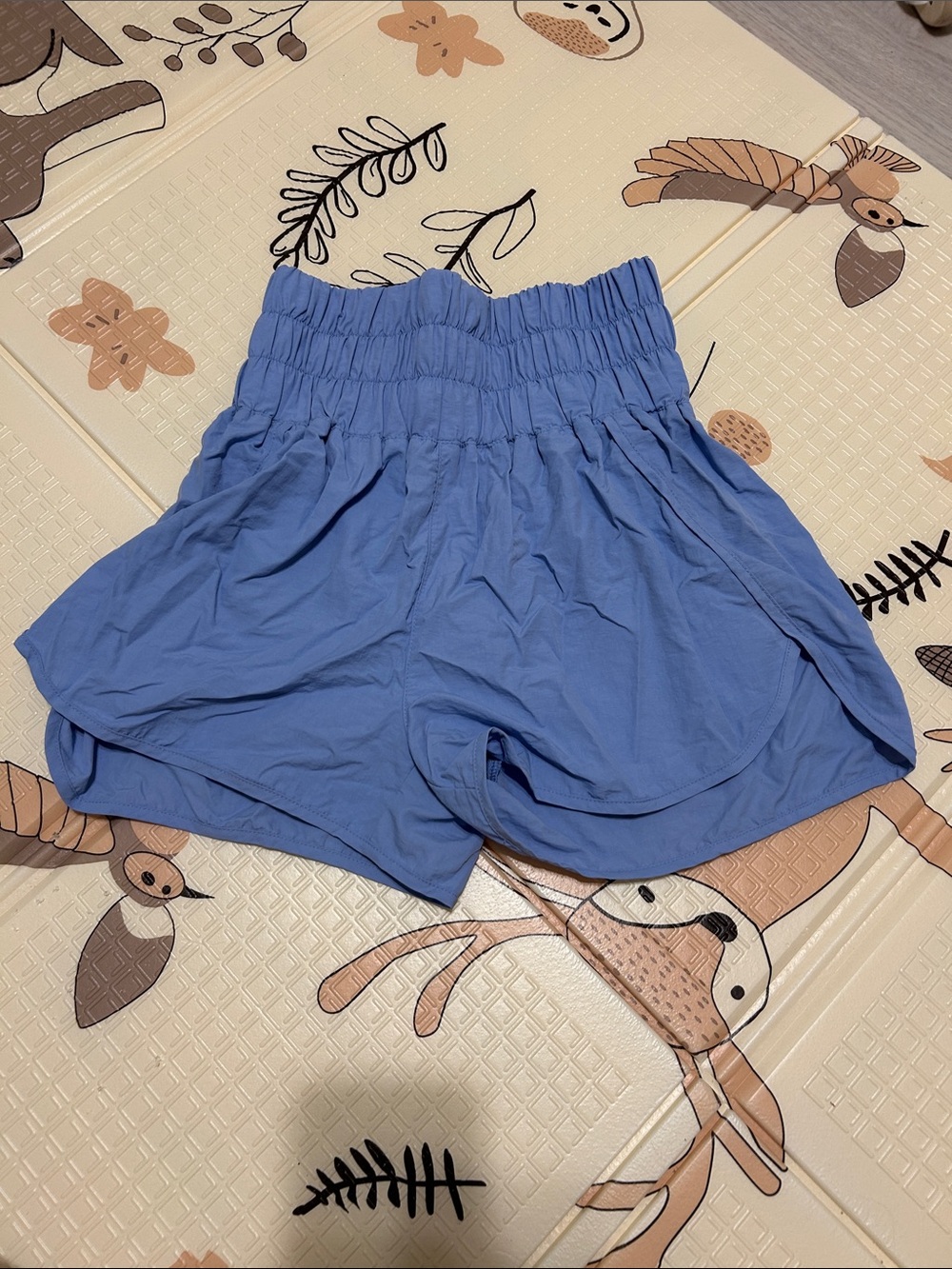 Zenana Outfitters Dusty Blue High-Waist Shirred Shorts